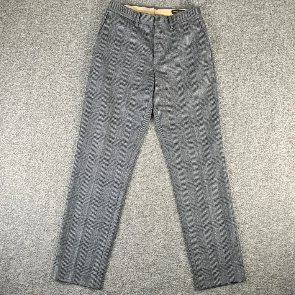 Banana Republic Pants Men 28x30 Vitale Barberis Canonico Wool Gray Glen Check